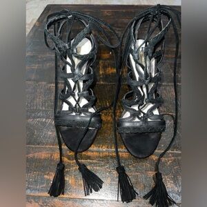 BCBGeneration Ronny Black Block Heel Strappy Sandal